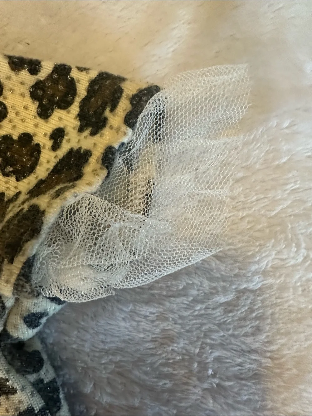 Little Lass Cream and Black Leopard Print Tulle Hem Dress with Velvet Belt